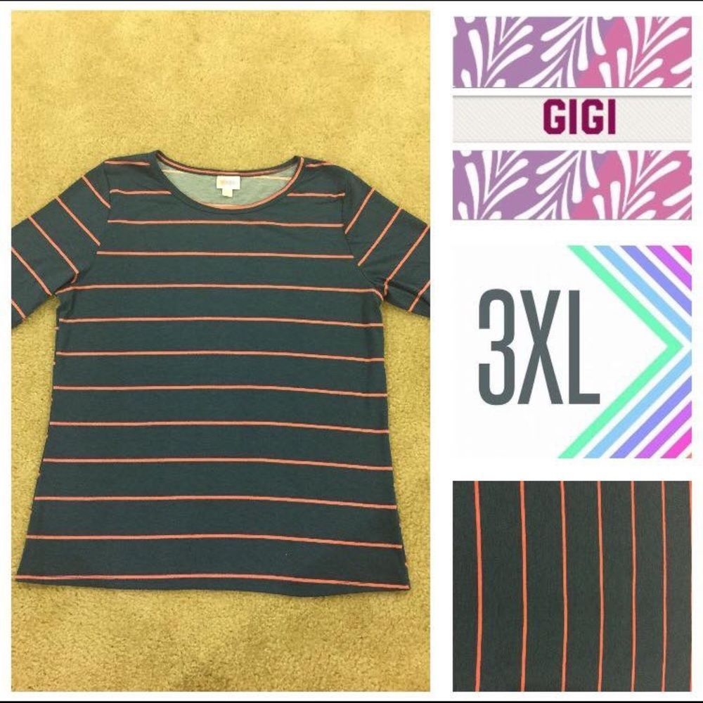 Lularoe 3xl Gigi solid blue with pink stripes